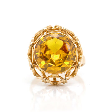 14k Yellow Gold Orange Fashion Ring