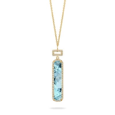 14K Yellow Gold Diamond And Sky Blue Topaz