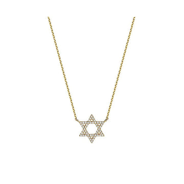 14k Yellow Gold Star Of David Necklace