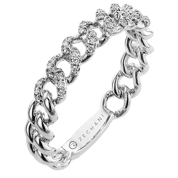 14k White Gold Diamond Chain Ring