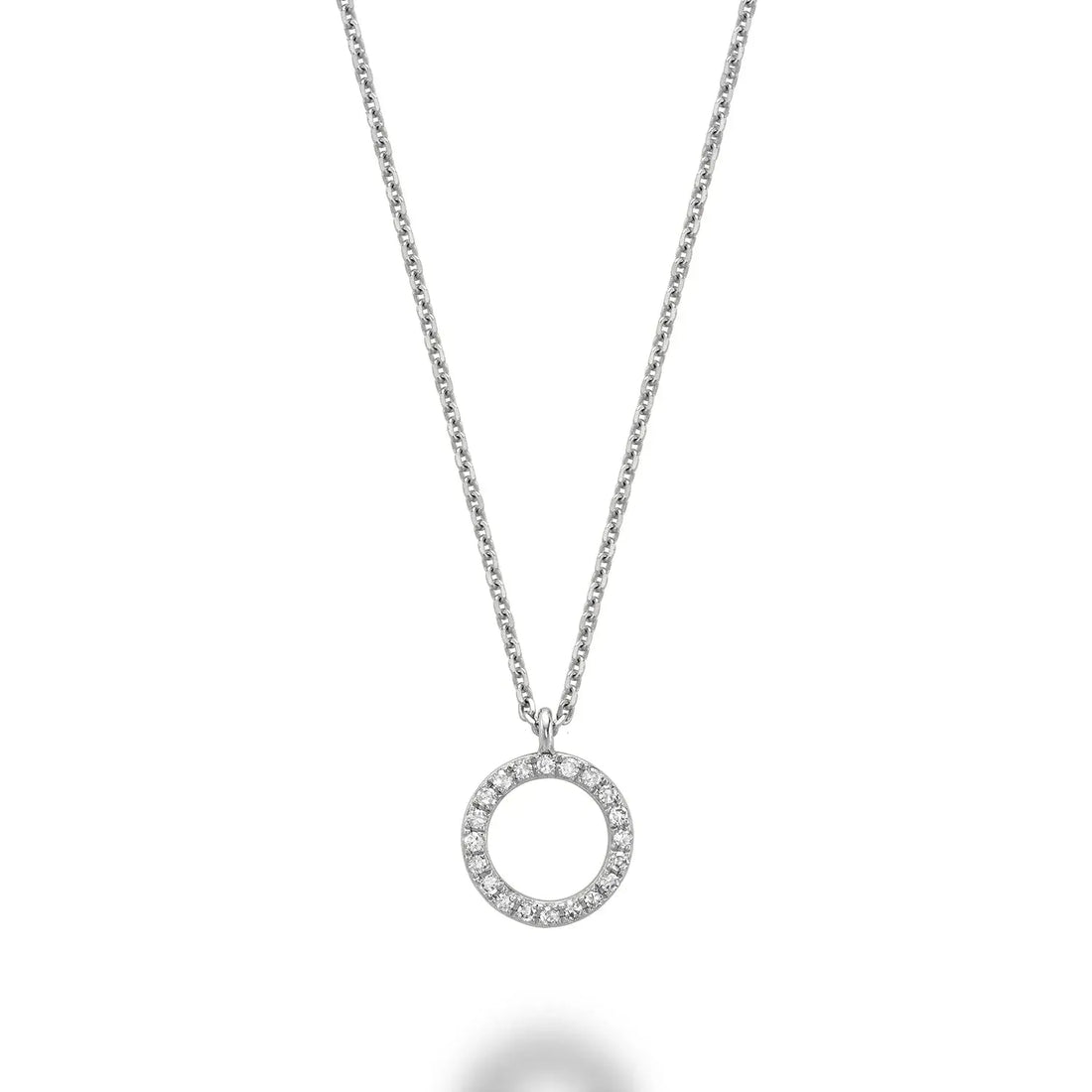 14k Gold Diamond Open Circle Necklace