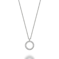 14k Gold Diamond Open Circle Necklace