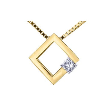 14k Yellow Gold Square Shaped Diamond Necklace