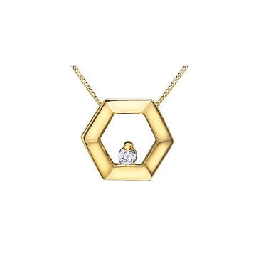 10K Yellow Gold Diamond Honeycomb Necklace