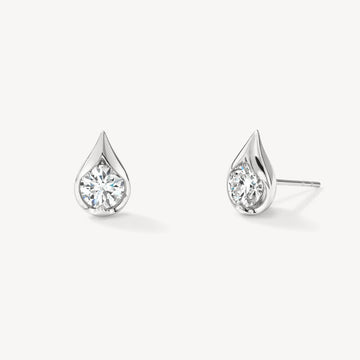 18K White Gold LU Diamond Droplet Studs