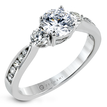 Zeghani 14k Three-Stone Engagement Ring