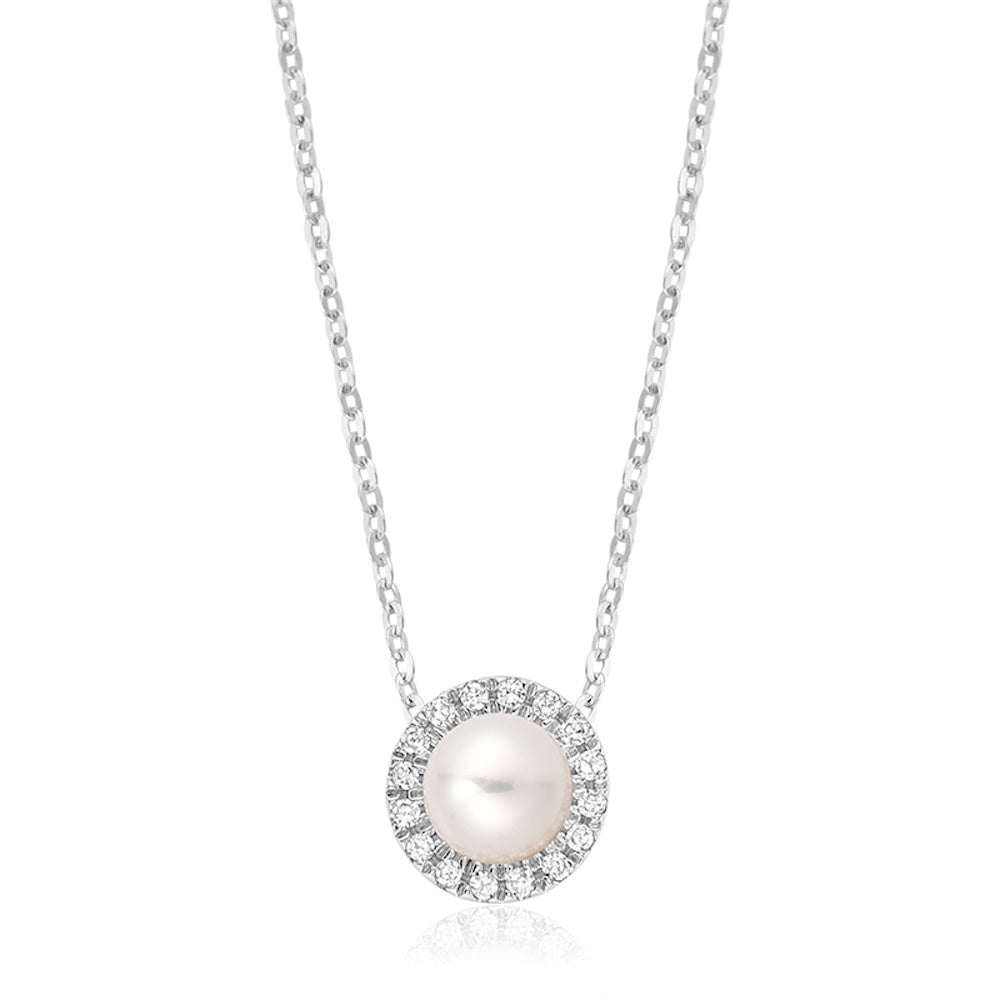 10k Gold Diamond & Pearl Necklace