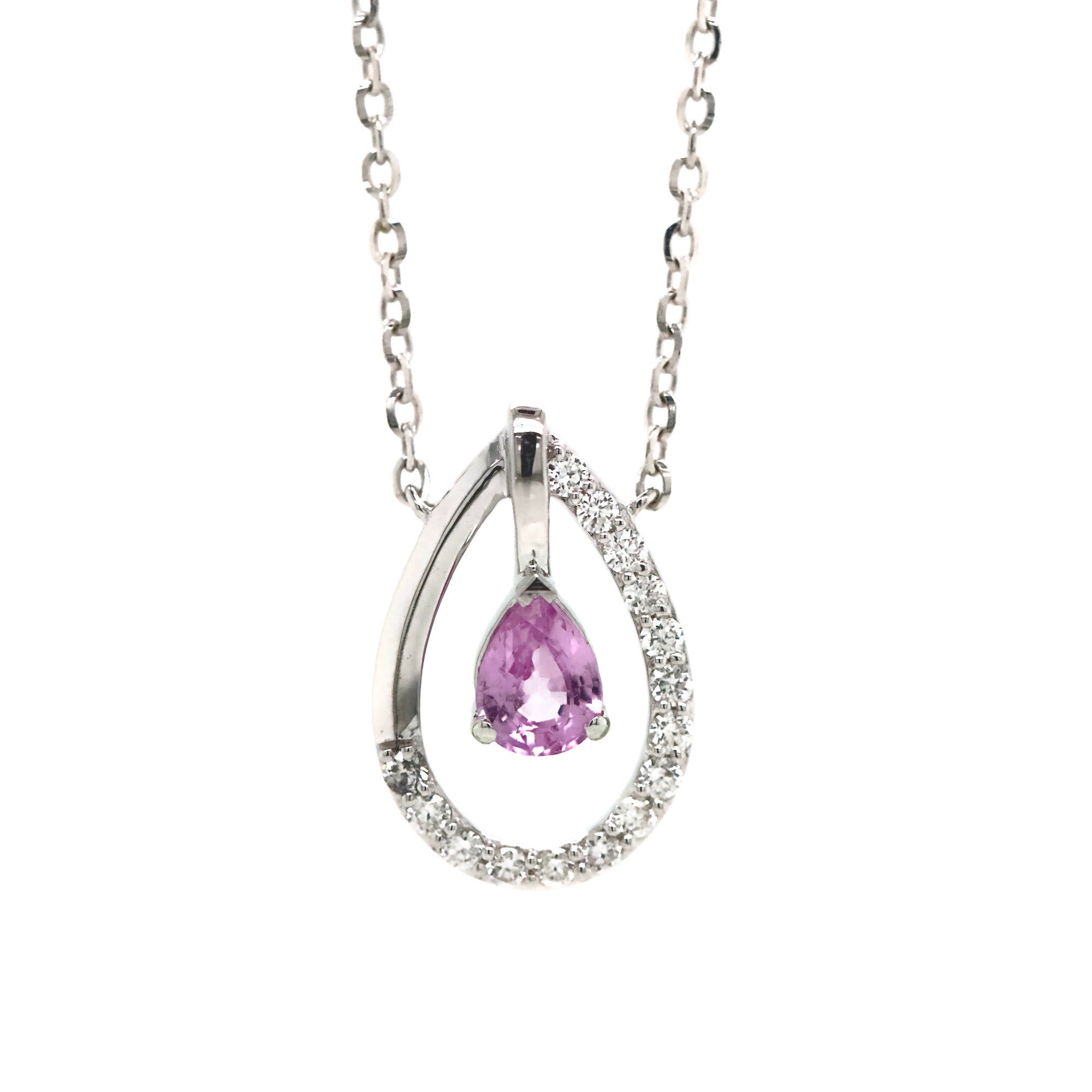 Precious Stone & Diamond Teardrop Necklace