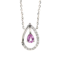 14k Gold Precious Stone & Diamond Teardrop Necklace