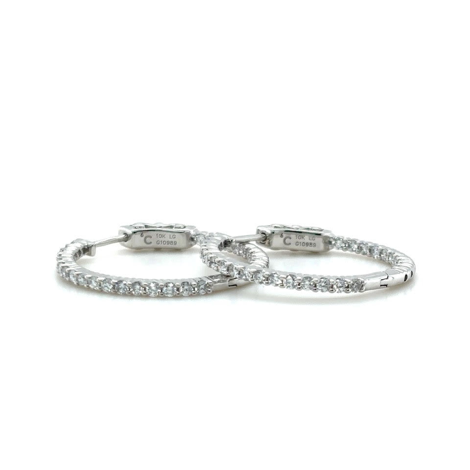 10K White Gold Lab Grown Diamond Hoops