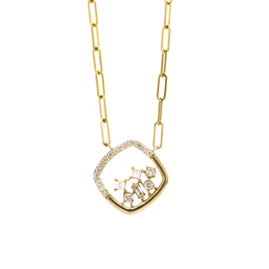 14k Gold Diamond Paperclip Chain Necklace