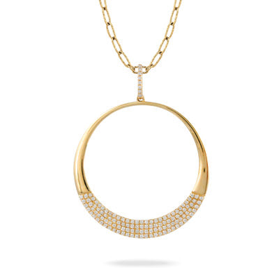 18K Yellow Gold Diamond Fibonacci Circle Necklace