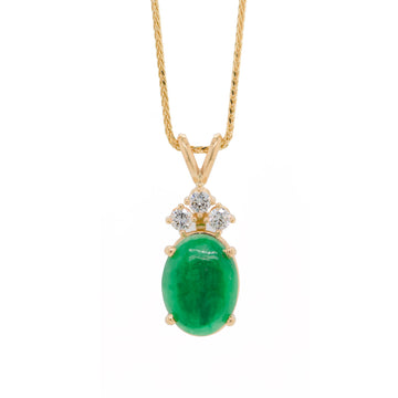 14K Yellow Gold Chinese Jade Oval Pendant