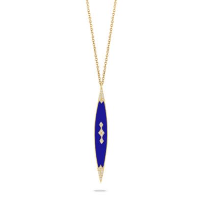 14K Yellow Gold Diamond And Lapis Necklace