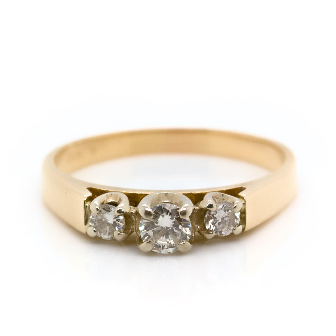 14K Yellow Gold Three Stone Diamond Fashion Ring