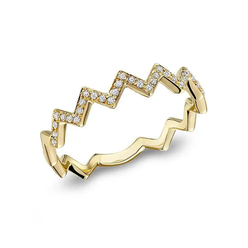 10k Yellow Gold Diamond Zig Zag Ring