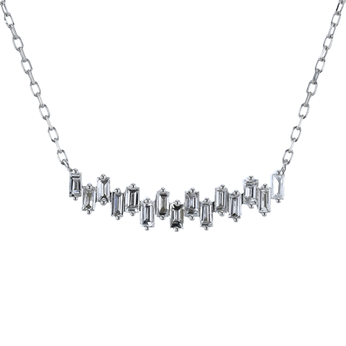 14k Gold Diamond Baguette Necklace