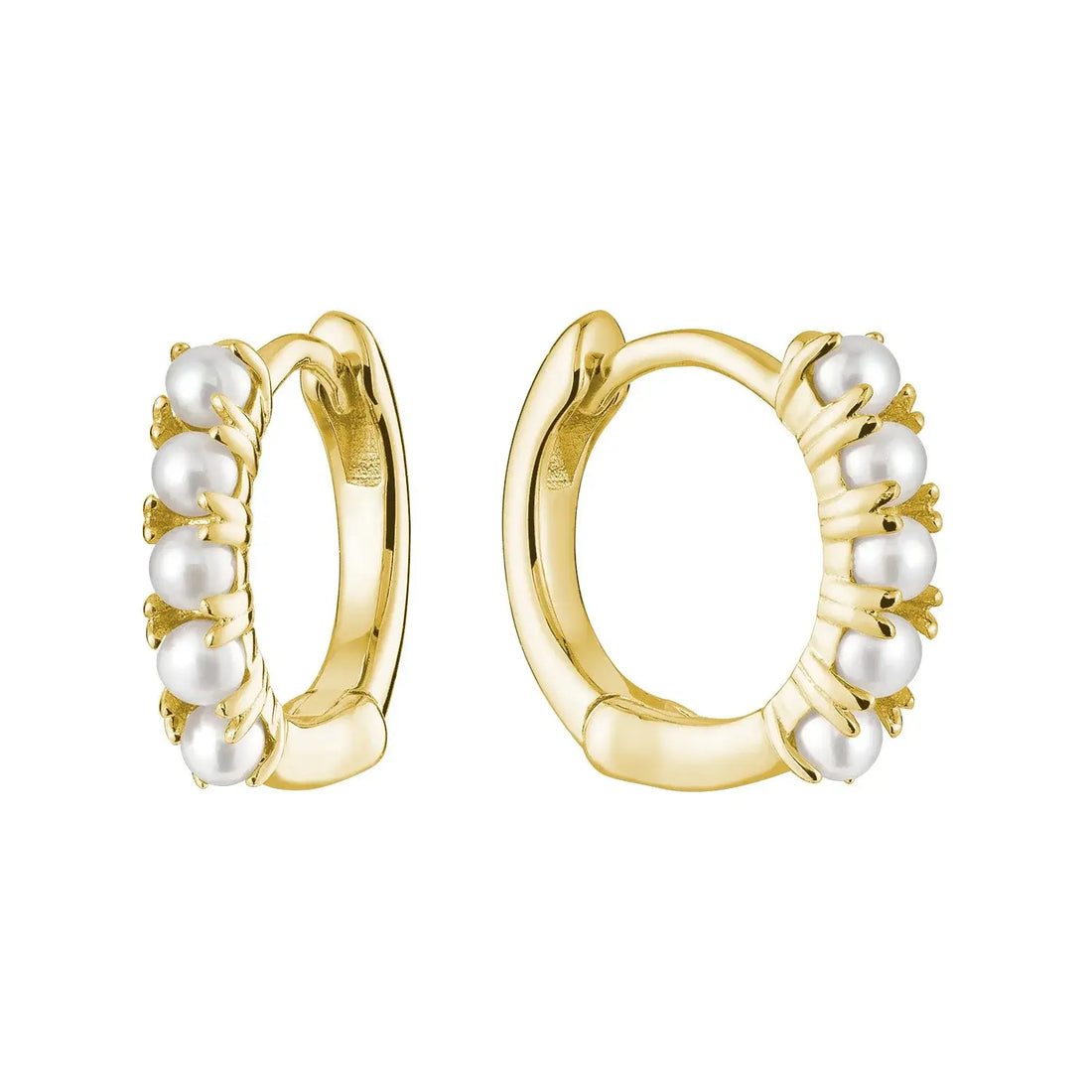 10k Gold Pearl Huggies Earring