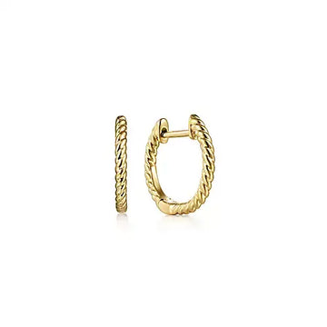 14K Yellow Gold Twisted Rope Huggie Earrings