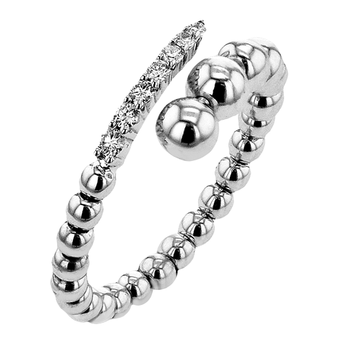 14k White Gold Diamond Beaded Dinner Ring