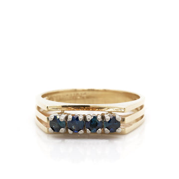 10k Yellow and White Gold Blue Sapphire Vintage Ring