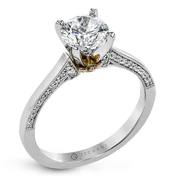 Zeghani 14k White & Rose Gold  Diamond Engagement Ring