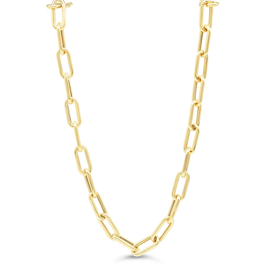 10K Yellow Gold Large Paperclip Necklace