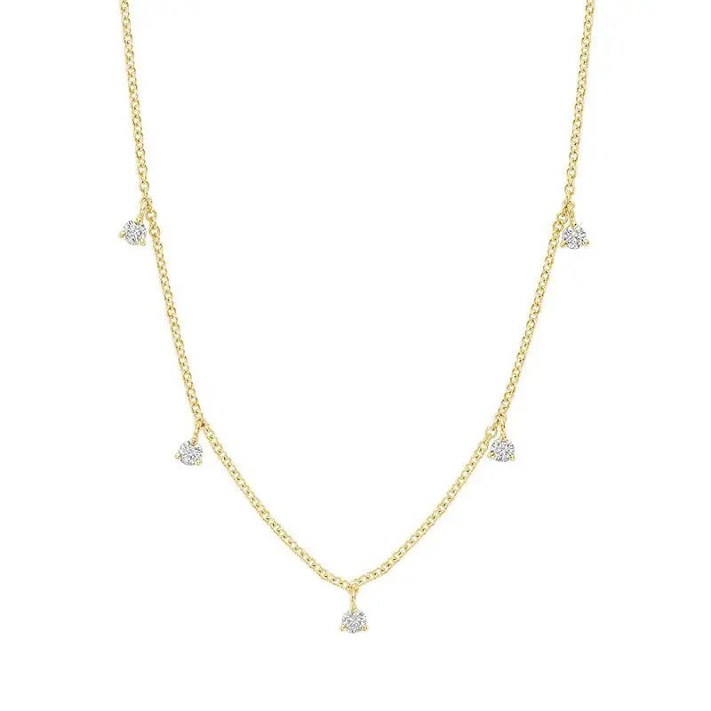 14k Gold Diamond Station Necklace