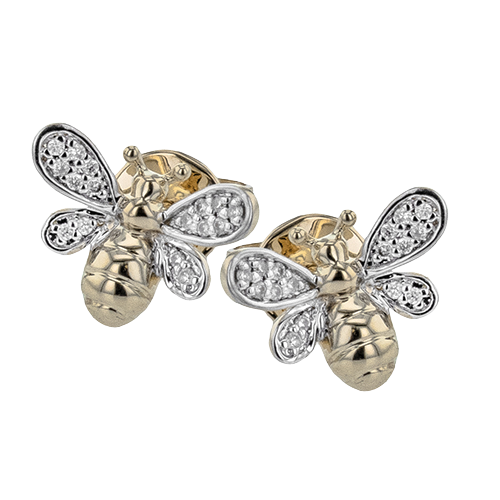 Gold Diamond Bee Earrings