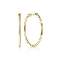 14K Yellow Gold Round Classic Hoop Earrings
