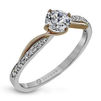 Zeghani 14k White and Rose Gold Solitaire Engagement Ring