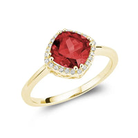 10k Gold Diamond Cushion Cut Gemstone Ring