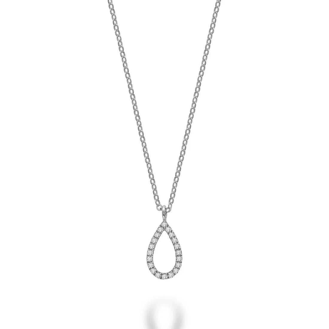 14k Gold Diamond Open Pear Necklace