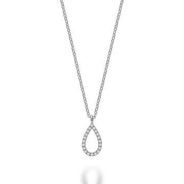 14k Gold Diamond Open Pear Necklace