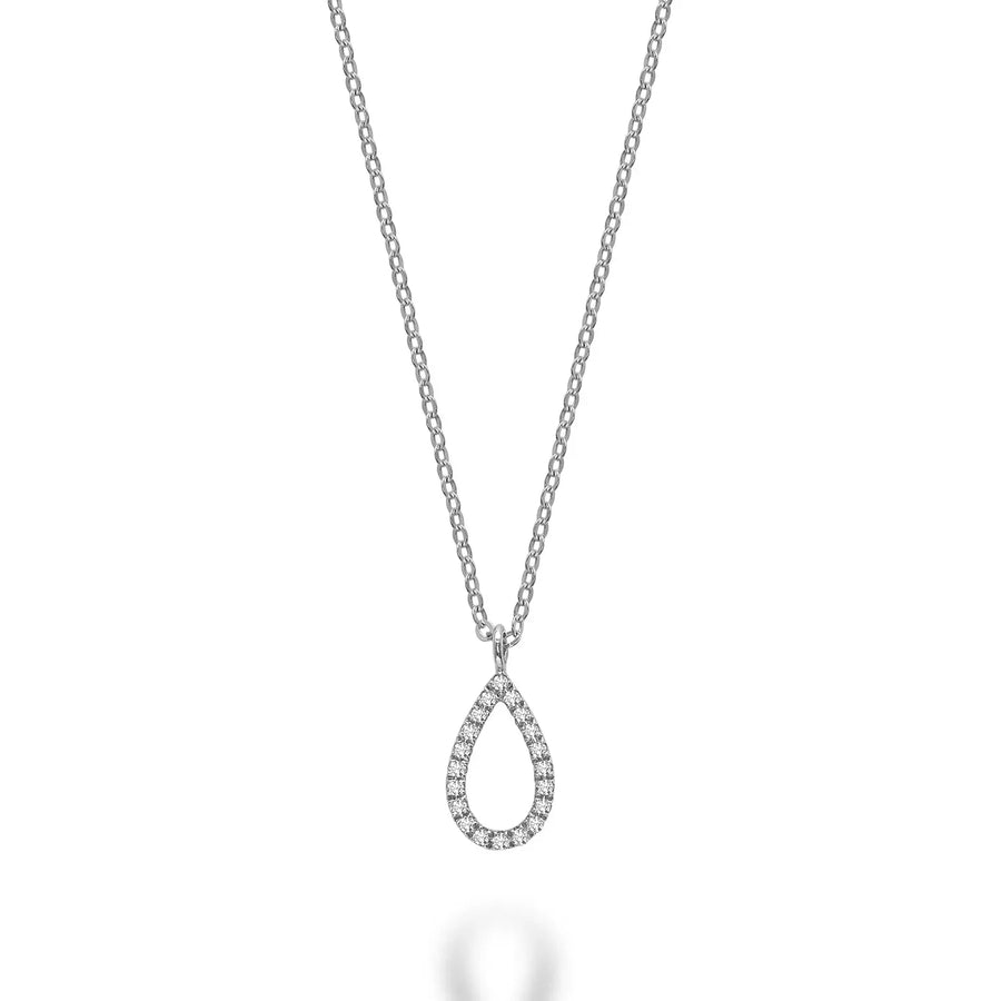 14k Gold Diamond Open Pear Necklace