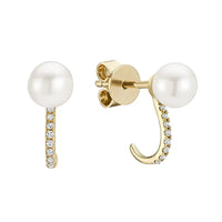 10k Gold Pearl Diamond Earrings