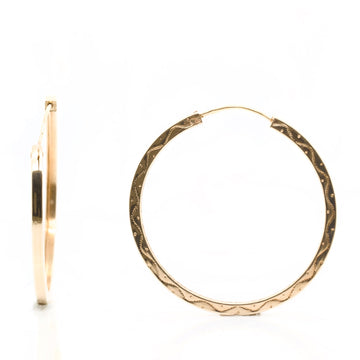 10k Yellow Gold Carved Hoops