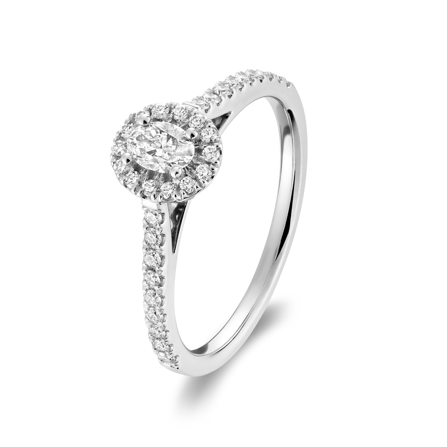 14k White Gold Oval Halo Engagement Ring