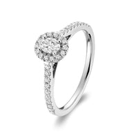 14k White Gold Oval Halo Engagement Ring