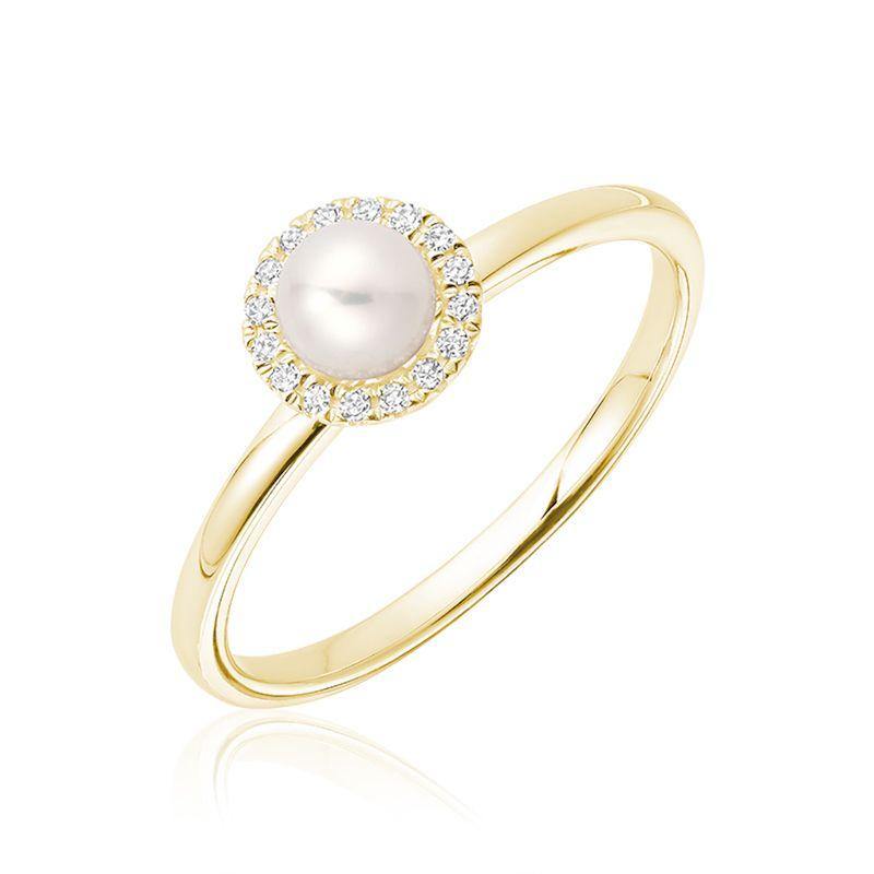RNB 10K GOLD WHITE PEARL DIAMOND HALO ENGAGEMENT RING - Appelts Diamonds