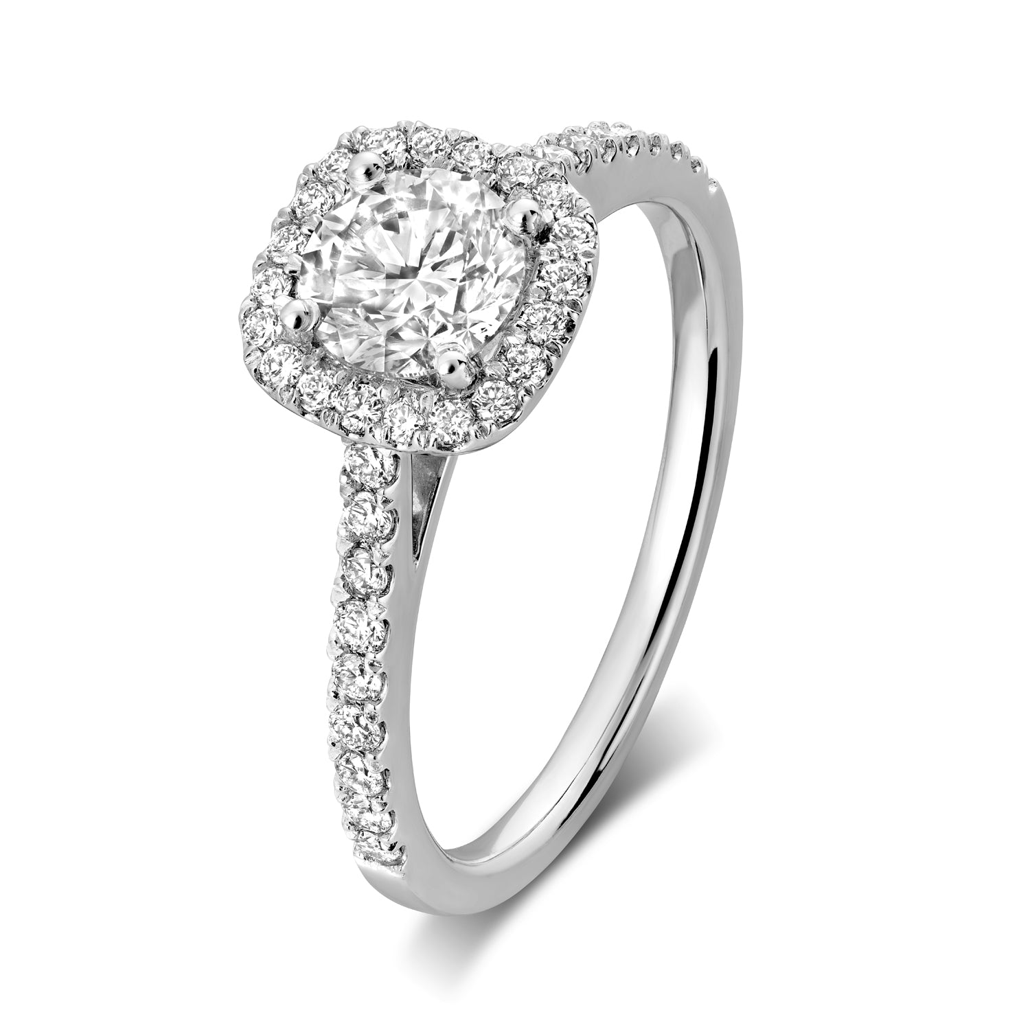 14k Gold Cushion Diamond Halo Engagement Ring