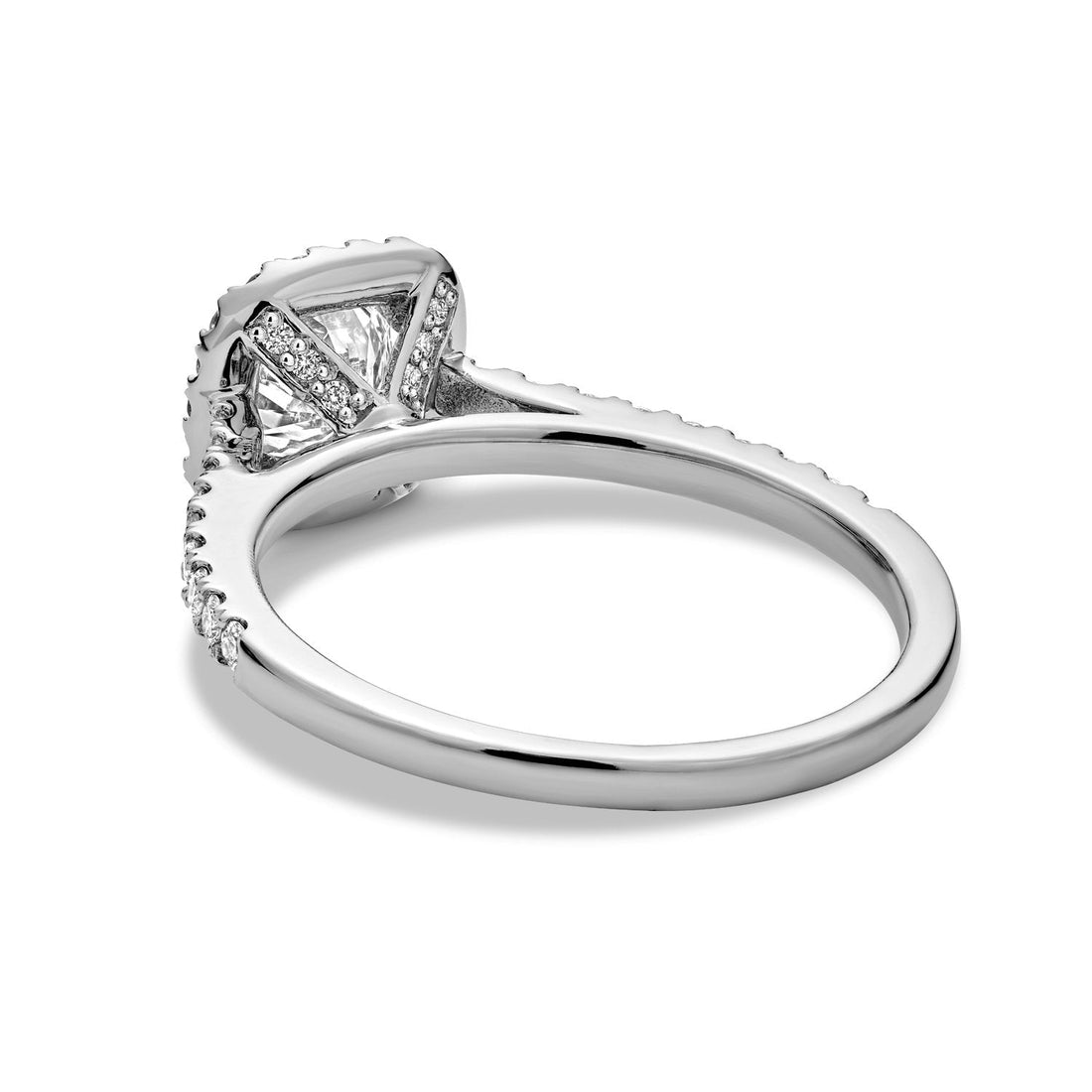 14k White Gold Cushion Halo Engagement Ring