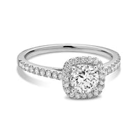 14k White Gold Cushion Diamond Halo Engagement Ring