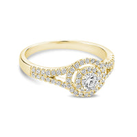 14k Gold 0.50ctw Diamond Double Halo Engagement Ring