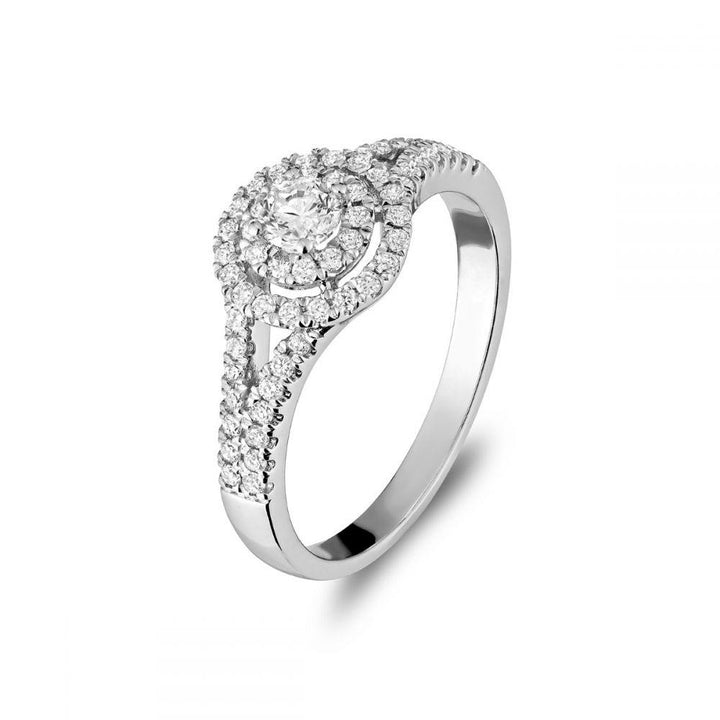14K GOLD 0.50CTW DIAMOND DOUBLE HALO ENGAGEMENT RING - Appelt's Diamonds