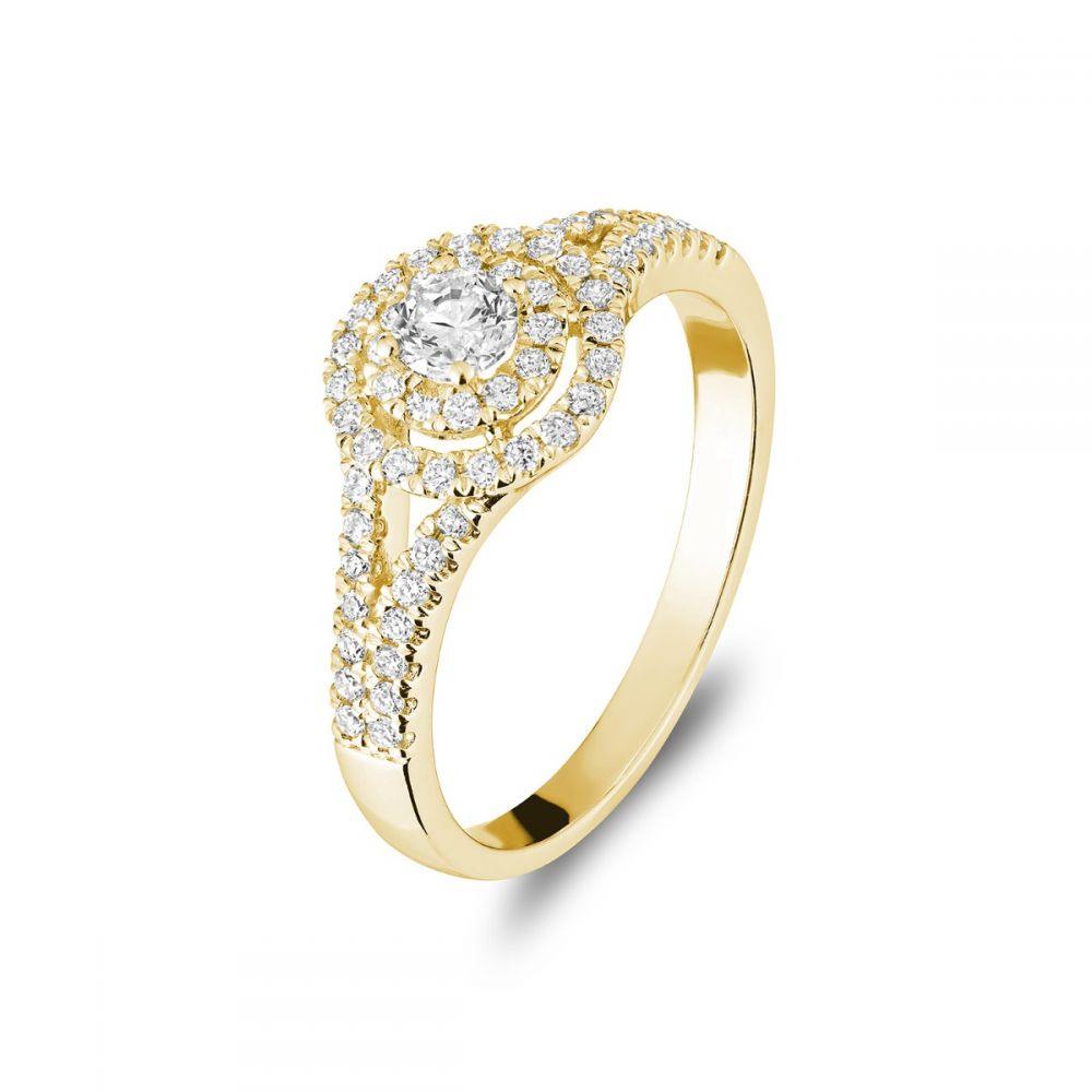 14K GOLD 0.50CTW DIAMOND DOUBLE HALO ENGAGEMENT RING - Appelt&