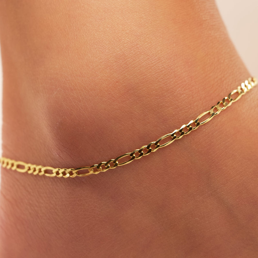 10k Yellow Gold Figaro Anklet