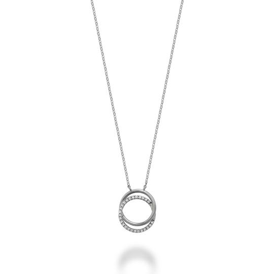 14k Gold Double Circle Diamond Necklace