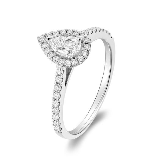 14k White Gold Pear Diamond Engagement Ring
