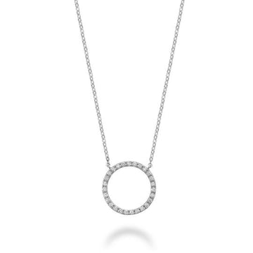 14k White Gold Circle of Life Diamond Necklace
